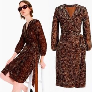 J. CREW Velvet Leopard Print Wrap Dress Size 0